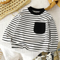 baby Striped Tshirt Boys Girls New Casual Loose Tees New Design Long Sleeve Solid Color Tops Keep Warm in Autumn and Winter