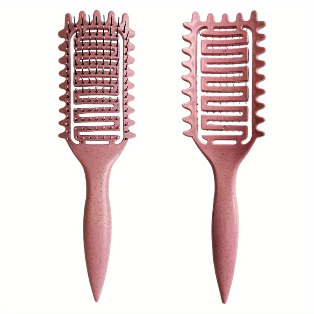 Curl Define Styling Brush Hollow Boar Bristle Detangling Hair Brush Tangled Hair Comb Shaping Defining Curls Styling Tools