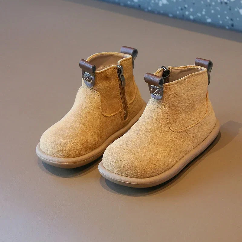 Autumn Winter Baby Boys Girls Boots Oxford Suede Children Casual Shoes Outdoor Anti-slip Infant Shoes Plush Kids Ankle Boots