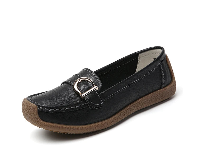 Woman Shoes 2025 New Low Heels Casual White Shoes Women's Loafers Slip On Elegant Flat Heel Zapatos De Mujer Soft Leather Flats