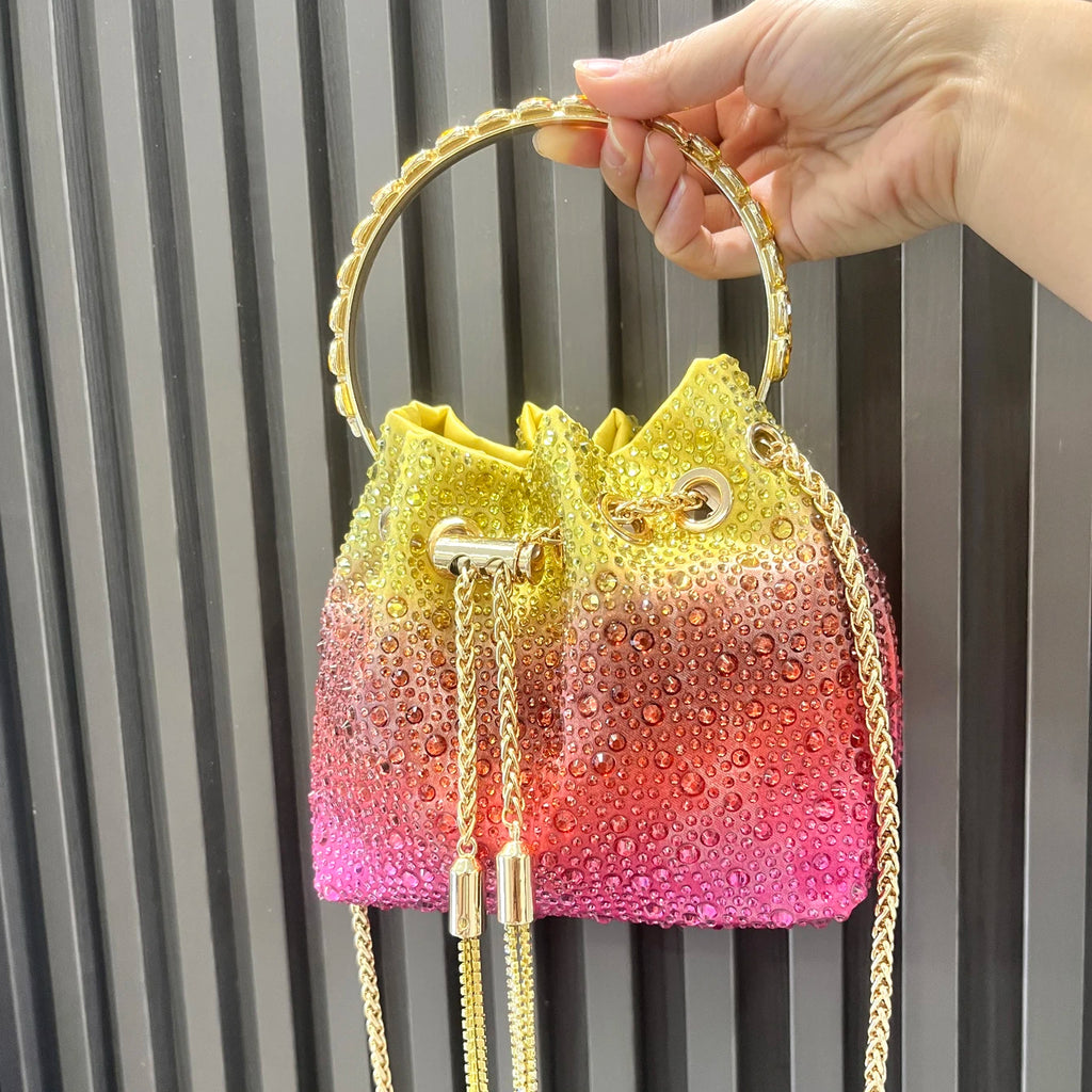 Handle Rhinestones Evening clutch Bag Purses and handbag luxury Designer shoulder bag Shiny Crystal Clutch purse bucket bag