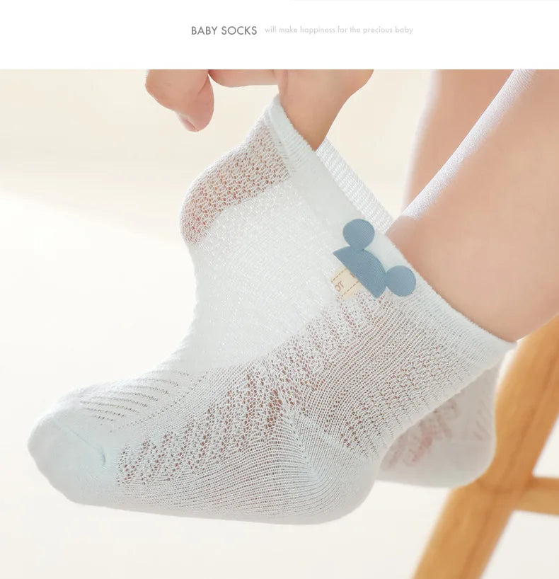 4Pairs/Lot Summer Baby Mesh Thin Socks Cartoon Soft Cotton Newborn Sock Princess Infant Toddler Girls Cute Breathable Socks
