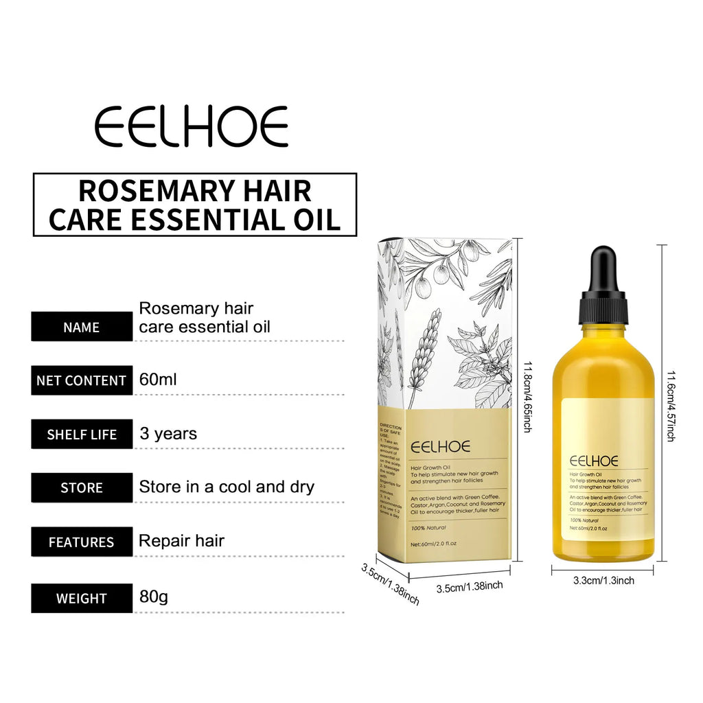 EELHOE Rosemary Oil Hair Growth Products Anti Hair Loss Treatment Volume Hair Thickener Strengthening Rosemary Essential Oil