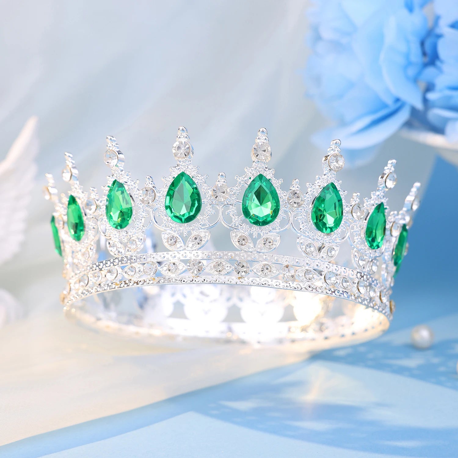 Baroque Round Crystal Tiaras And Crowns Headband Rhinestone Prom Diadem Crown Bridal Wedding Hair Accessories Jewelry Crown Gift