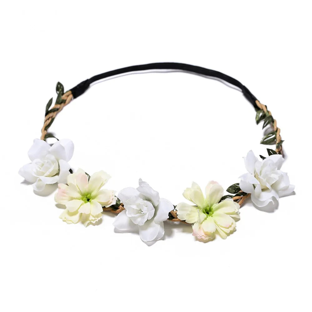 Women Wedding Flower Headband Girls Boho Flowers Headwear Children Headbands Hair Accessories Bride Wreath Beach Garland