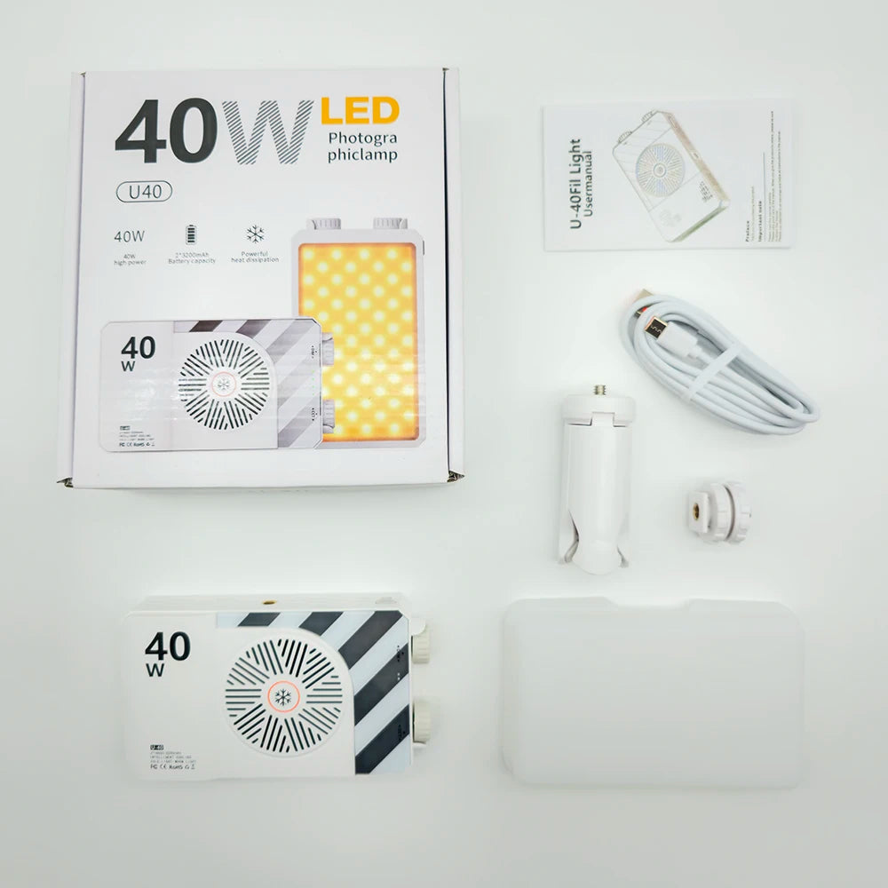 Video light 40W portable camera light CRI 95+ 2500-9000K LED panel digital photography lighting device used for YouTube