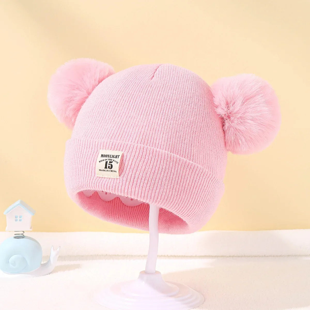 Children's Caps Baby Wool Hat Children's Thick Hats Warm Earmuff Winter Warm Knit Caps Infant Toddler Cap Kids Pom Pom Hat