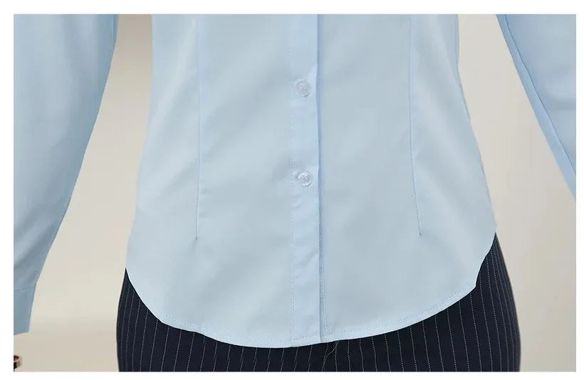 Elegant Women Shirts Woman White Shirt Long Sleeve Blouse Office Lady business Pink Shirts Button Solid Women work Blouses Tops