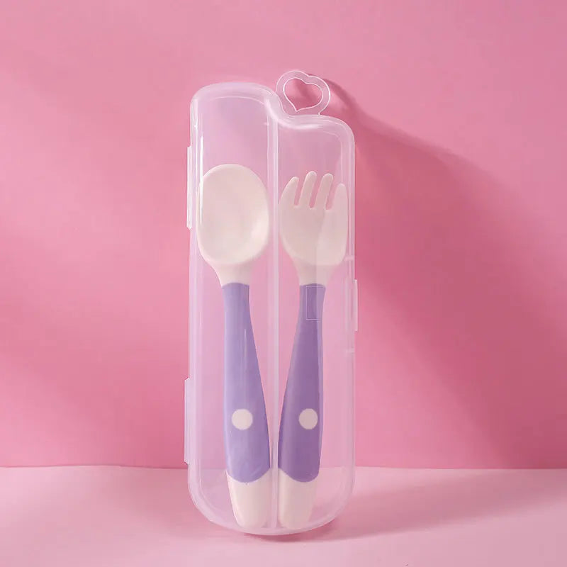 Baby Children Spoon Fork Set Soft Bendable Silicone Scoop Fork Kit Tableware Toddler Training Feeding Cutlery Utensils Tableware