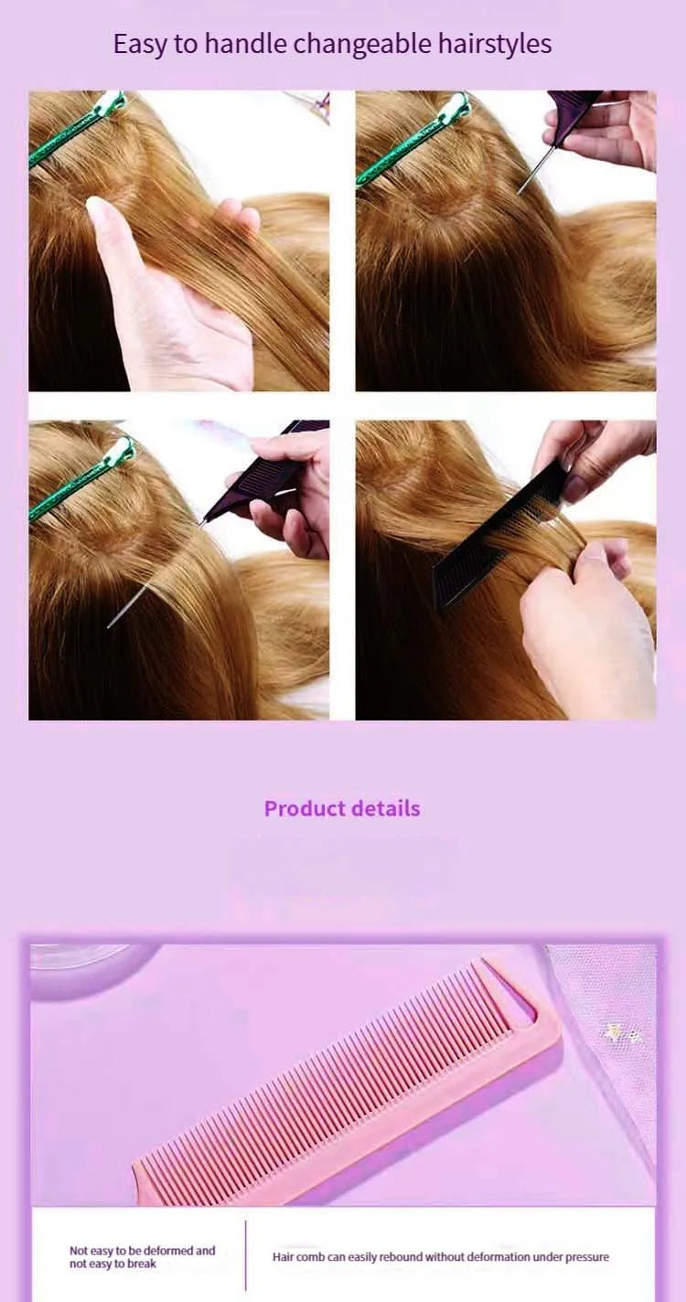 9PCS Alligator Clips and Steel Pins Pointed Tail Picking Comb Heat-resistant Anti-static Supplies Professional Hairdressing