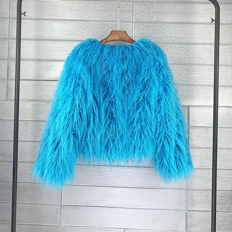 Faux Fur Plush Coat – Soft Shaggy Statement Jacket