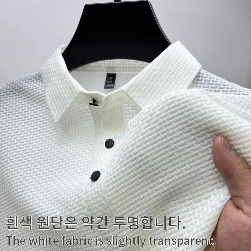 Business Casual Sweat-absorbing Top Brand Clothes Summer New Men's Short Sleeve T-shirt Ice Silk Cool and Breathable POLO Shirt