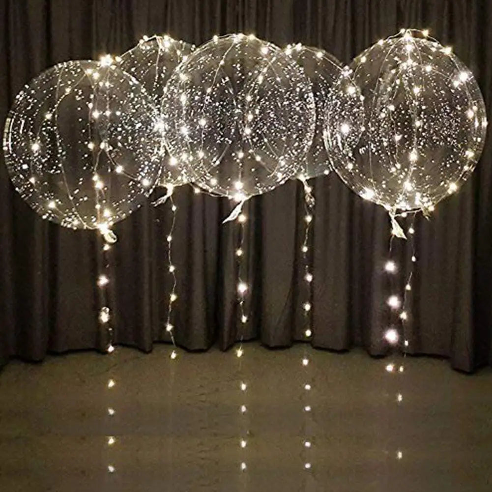 3Pcs LED Light Up Balloons Glow In The Dark Transparent Led Balloons for Weddings Birthdays Valentine's Day Party Festival Decor