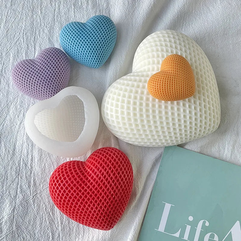 3D Woven Love Heart Silicone Mold Diy Handmade Heart-shaped Candle Soap Plaster Cake Chocolate Baking Tool Valentine's Day Gift