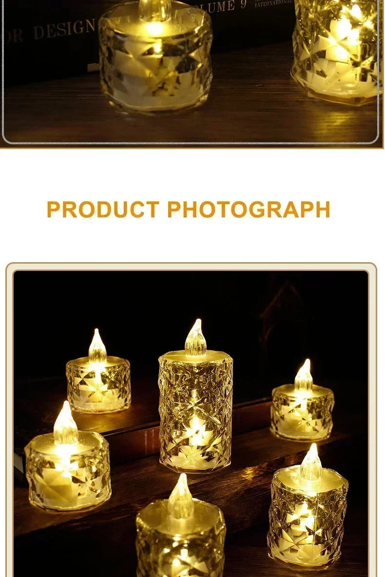 LED Crystal Candle Light Flameless LED Light Electronic Candle Lamp For Dating Party Holiday Home Wedding Atmosphere Decoration