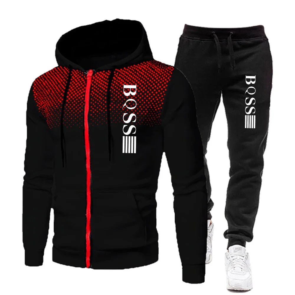 The new men's tracksuit 2025 features hats and sweatpants, fitness wear, and casual and entertainment trendsetters