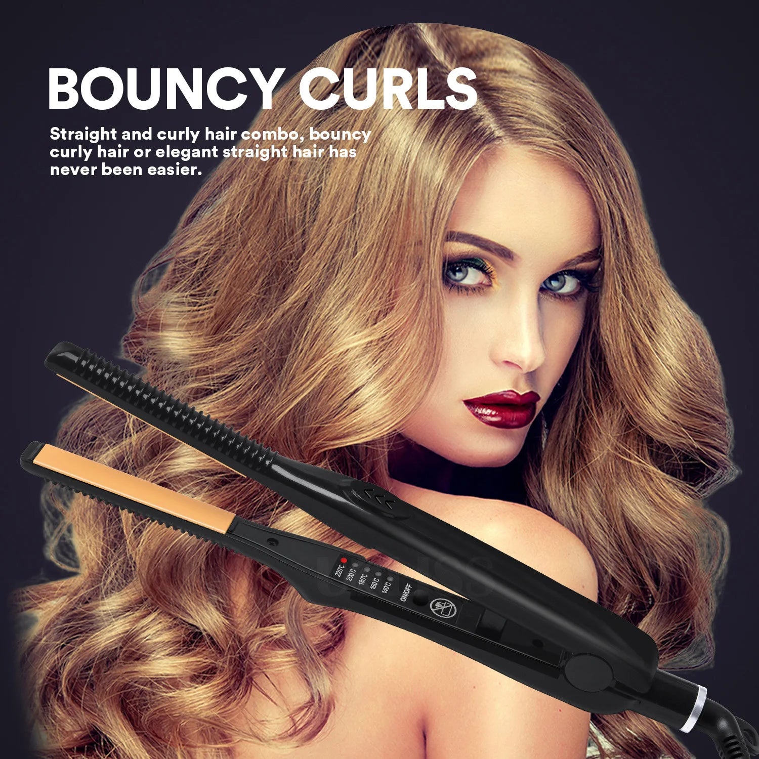 2-in-1 Professional Hair Straightener and Curling Iron Mini Ceramic Straightener with Adjustable Temperature Small Flat Iron