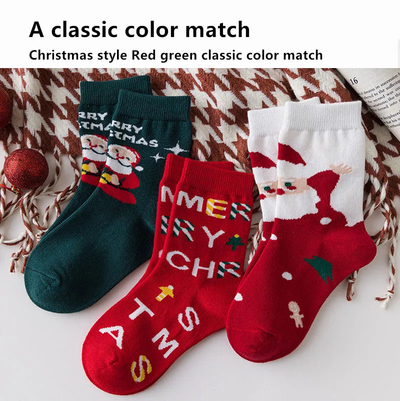 Kids Christmas Socks For 1-10Years Children's Short Socks Girls Boys Winter Warm Cotton Toddler New Year Gift Santa Claus Socks