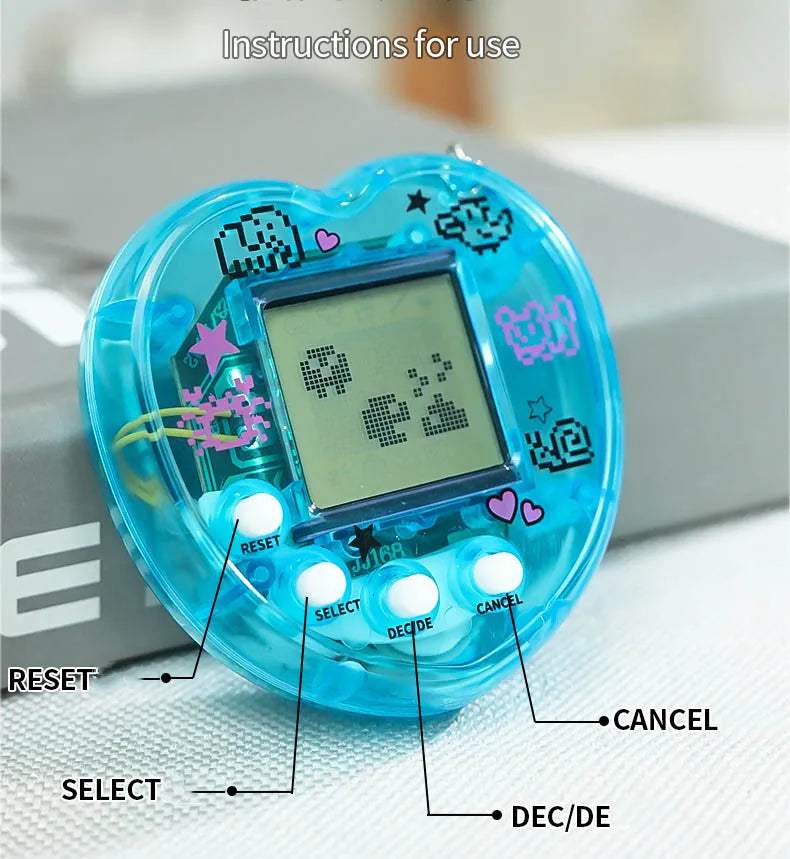 1PCS Transparent Electronic Pets Game Handheld Game Console Toy Virtual Cyber Digital Pet Pixel Funny Gift Play Toy