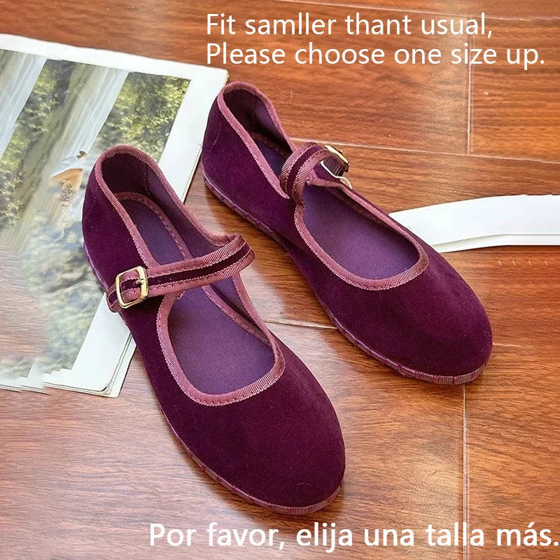 Elegant Mary Janes Flats Shoes Women Black Buckle Strap Shallow Casual Ballet Shoes Ladies Spring Autumn Canvas Loafers 2024