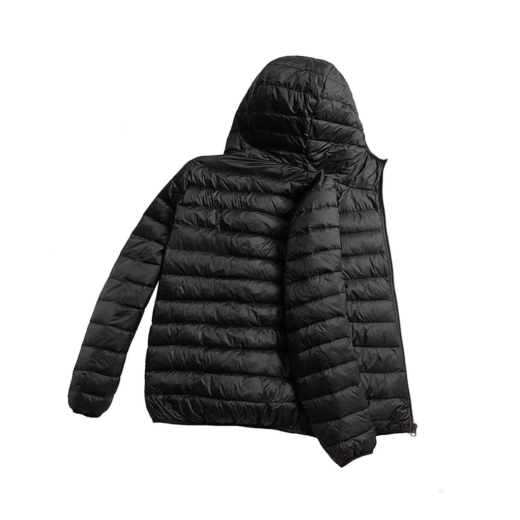 Winter Men's Lightweight Casual Cotton Jacket Suitable for Outdoor Sports, Windproof and Warm, Men's Hooded Solid Color Simple Cotton Coat