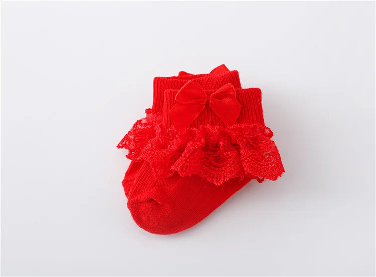 0-24Month Newborn Baby Socks For Girls Cotton Lace Infant Girls Sock Princess Bow Toddler Baby Girls Socks Four Season