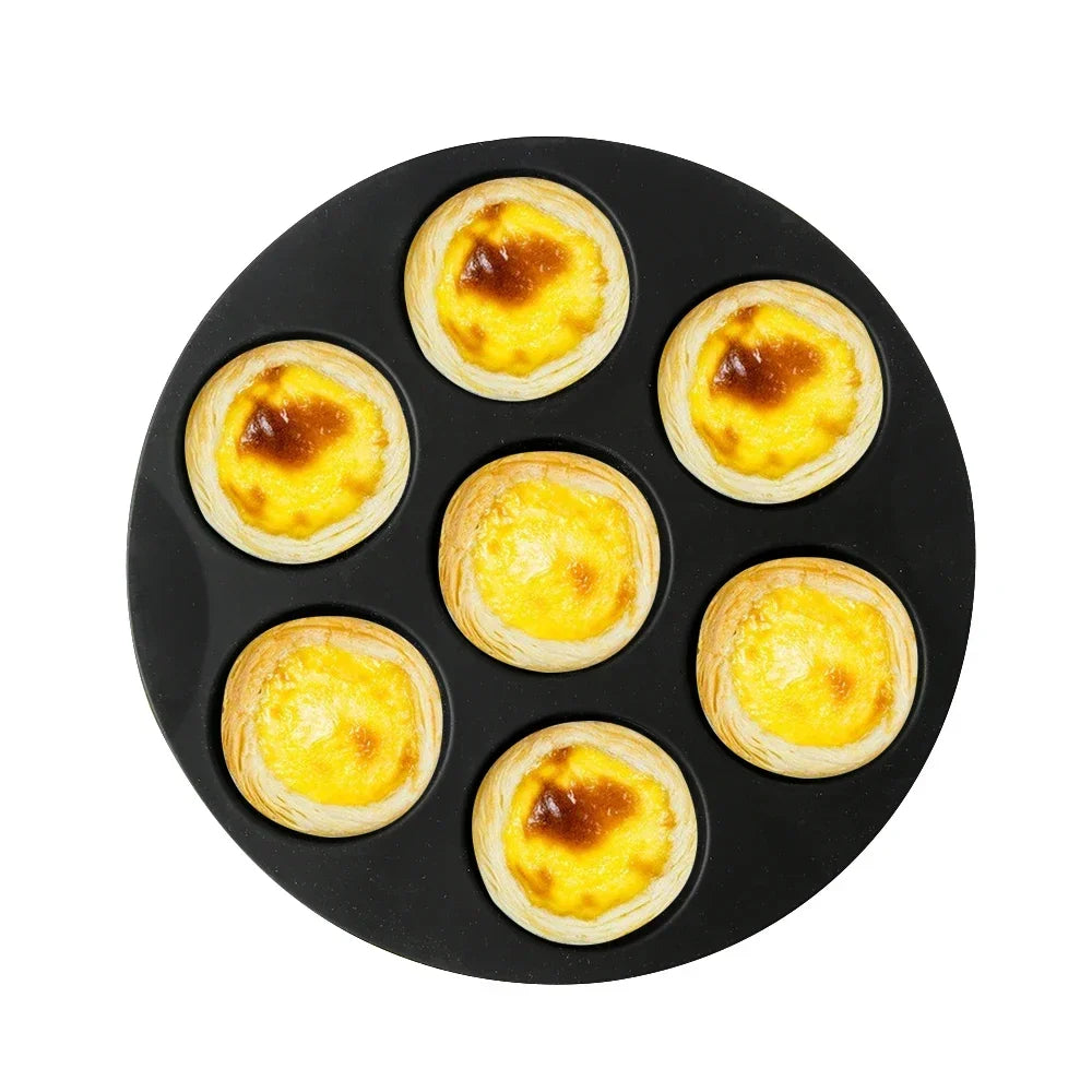 7 Even Cake Cups Air Fryer Accessories Round Muffin Cup Mold Microwave Oven Baking Mold Baking Bakeware Mat Baking Tray Cake Pan
