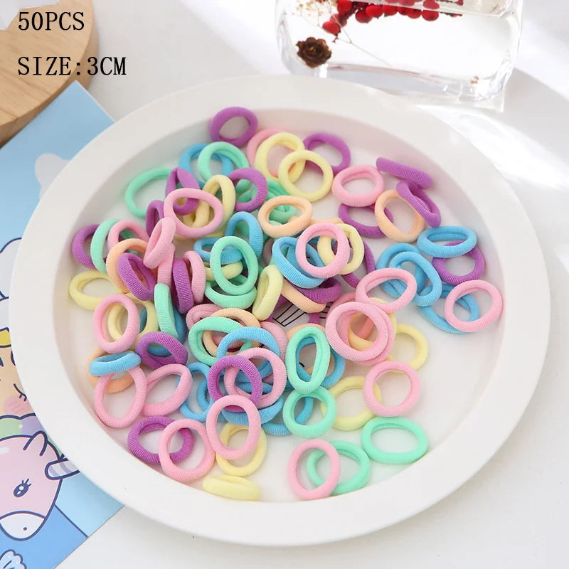 20/50Pcs/Set Girls Colorful Nylon Small Elastic Hair Bands Kids Cute Bow Hair Bands Ponytail Holder Headband Hair Accessories
