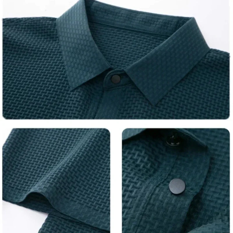 Business Casual Sweat-absorbing Top Brand Clothes Summer New Men's Short Sleeve T-shirt Ice Silk Cool and Breathable POLO Shirt