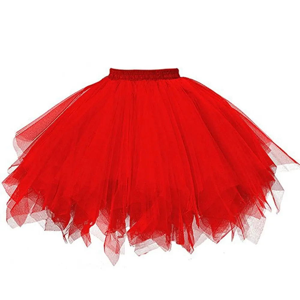 Women's Tutu Skirt 50s Rockabilly Petticoat Ballet Underskirt Elastic High Waist Ballet Skirt Dance Dress Costume Party Skirt
