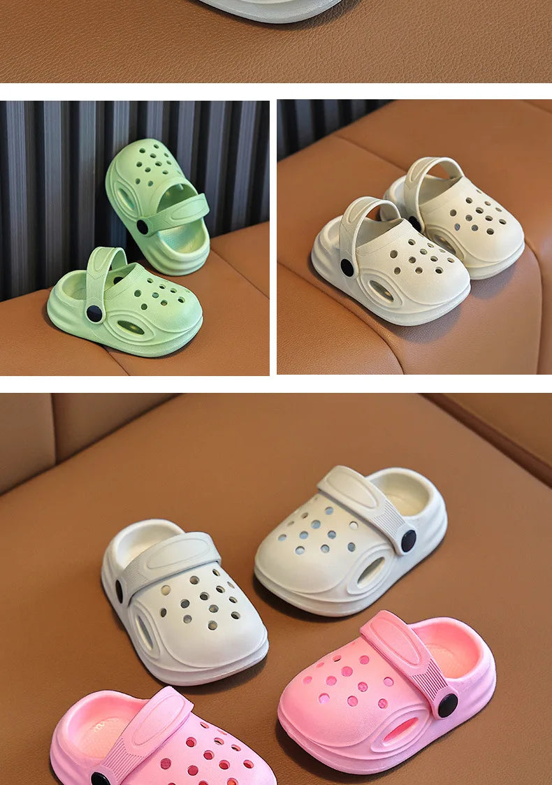 2026 Kids Sandals Hole Children's Shoes Slippers Soft Anti-Skid Simple DIY Design Hole Baby Shoes Sandy Beach For Boys Girls