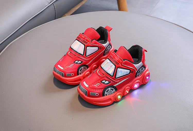 Autumn New Fashion Child Sneakers Versatile Car Cartoon Boy Shoes Comfort Thick Soled Luminous Casual Shoe Brand Sneakers Boy