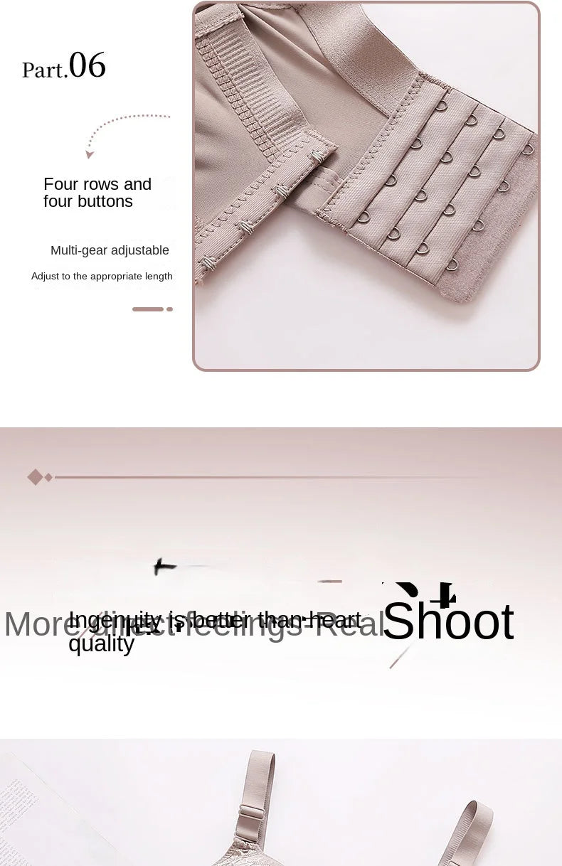 Comfortable Breathable Adjustable Brassiere Thin Section Without Steel Ring Bra Large Breasts Appear Small Side Gathering Bra