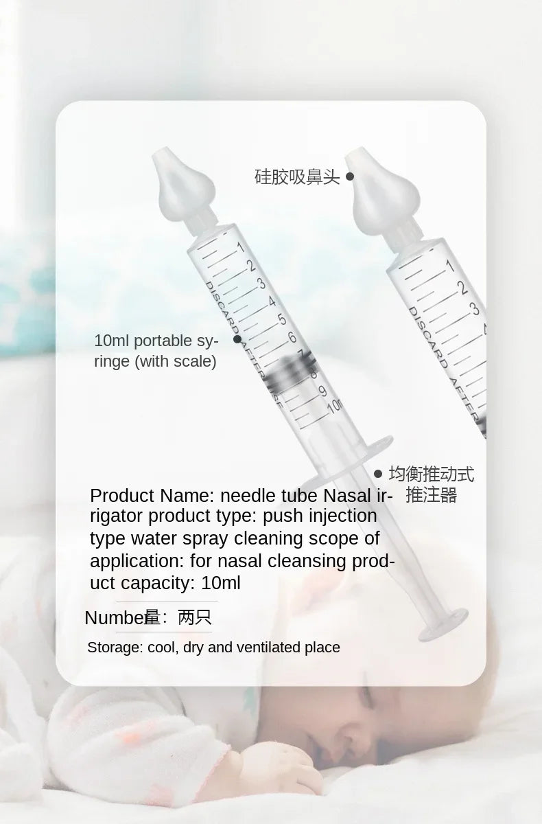 1/2Pcs Needle Tube Baby Nasal Aspirator Syringe Baby Nose Cleaner Rhinitis Nasal Washer Irrigator Baby Nose Washing for Children