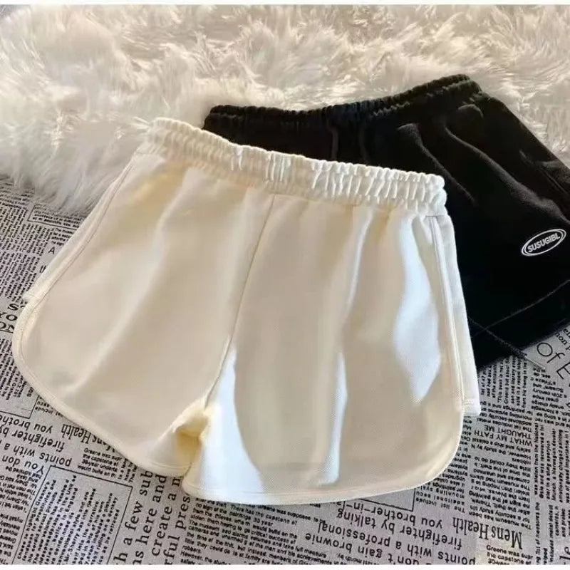 Women Casual Drawstring Sports Shorts Summer Thin High Waist Yoga A-line Shorts Loose Women Running Straight Trousers