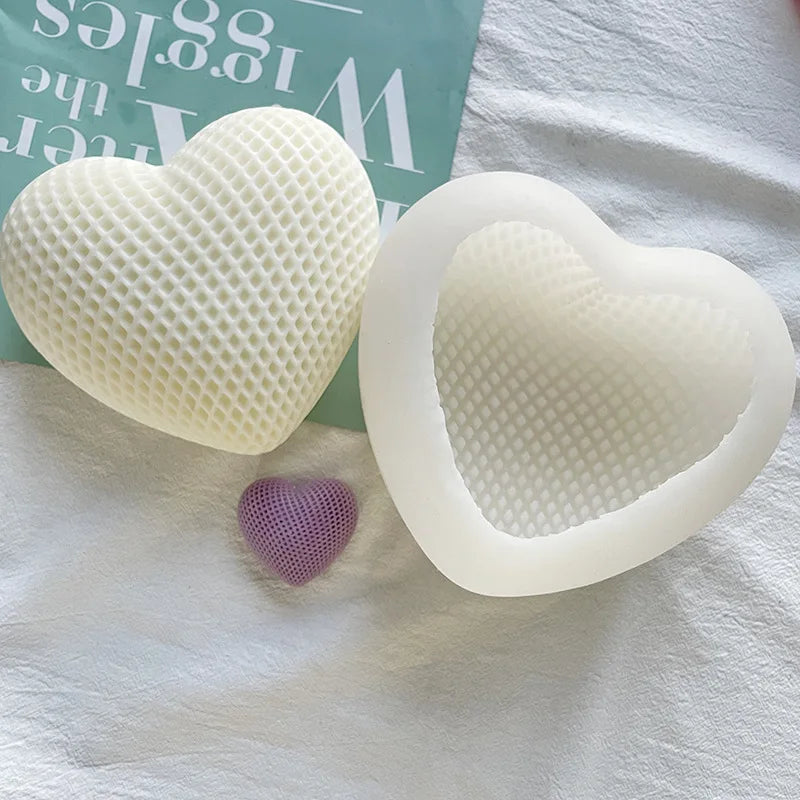 3D Woven Love Heart Silicone Mold Diy Handmade Heart-shaped Candle Soap Plaster Cake Chocolate Baking Tool Valentine's Day Gift