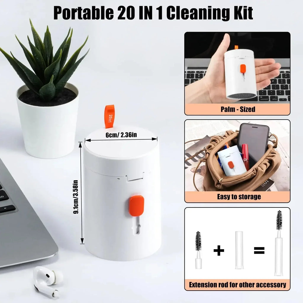 20-in-1 Cleaner Kit Computer Keyboard Brush Earphones Cleaning Pen Screen Cleaning Spray Bottle Cleaning Tools Keycap Puller Set