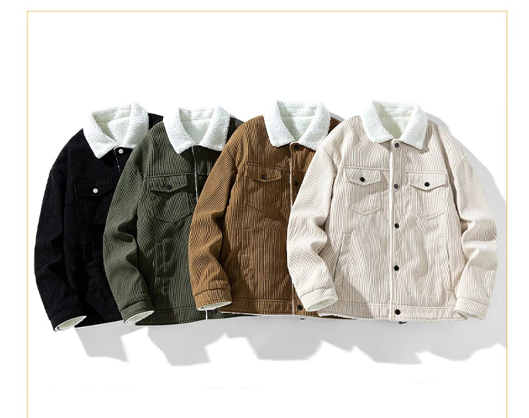 Men's Jackets and Coats Fashion Warm Corduroy Thick Coats 2024 Winter Fashion Men's Coats Down Jackets Men's Cotton Clothing