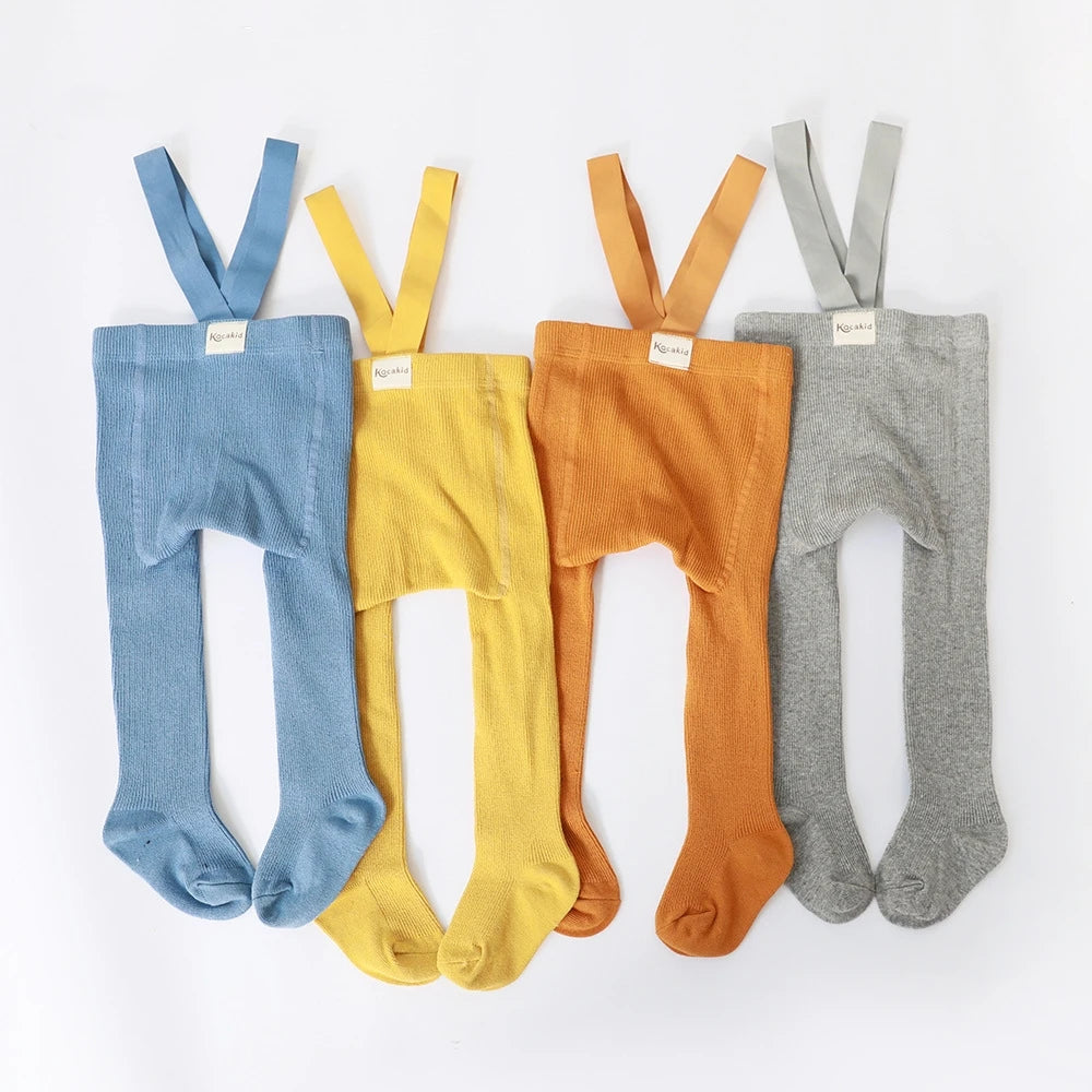 Wholesale Baby Girls Boys Tights Suspender Pantyhose Spring Autumn Cute Footed Stretch Overalls Stockings Infant Leggings