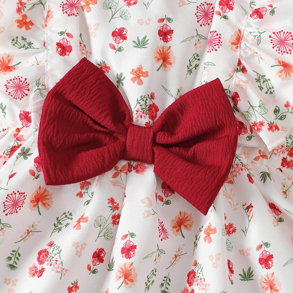 0-24 Months Baby Girl Bress with Small Floral Ruffle Edge Sleeveless Dress+Headband 2Pcs/Set Cute Baby Girl Summer Dress