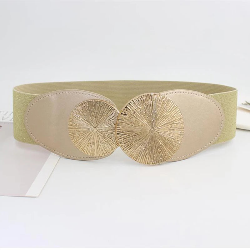 Wide Elastic Waist Belt Ladies Retro Fashion Stretchy Stylish PU Leather Waistband forClothing Accessories  Decoration