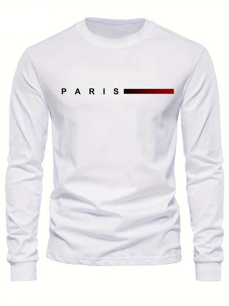 2025 New Spring Men Round Neck Casual Street Style Clothing Loose Fashion Sweatshirt Letter Pattern Creative Long Sleeve T-Shirt