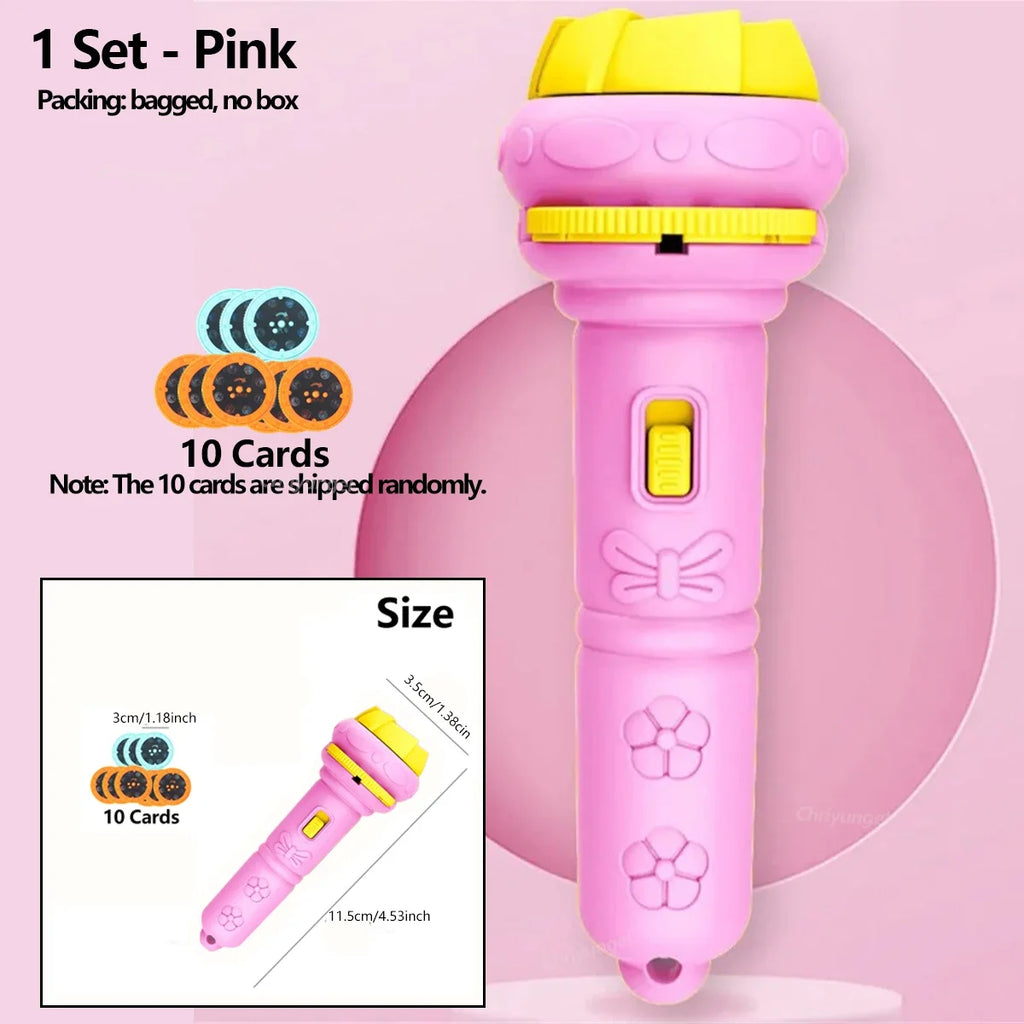 Kids Projector Flashlight with 10 Cards 80 Images Cartoon Night Light Projector Toy for Kids Bedtime Story Education Gift
