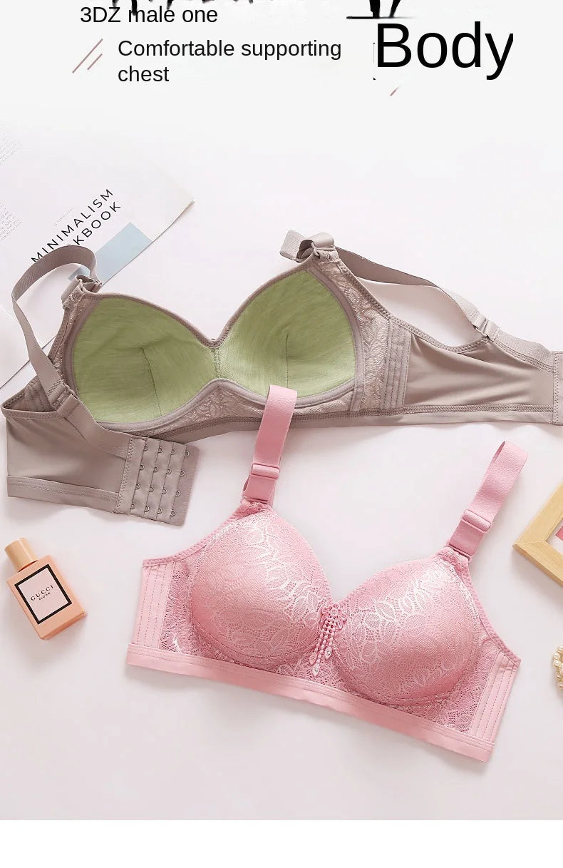 Comfortable Breathable Adjustable Brassiere Thin Section Without Steel Ring Bra Large Breasts Appear Small Side Gathering Bra