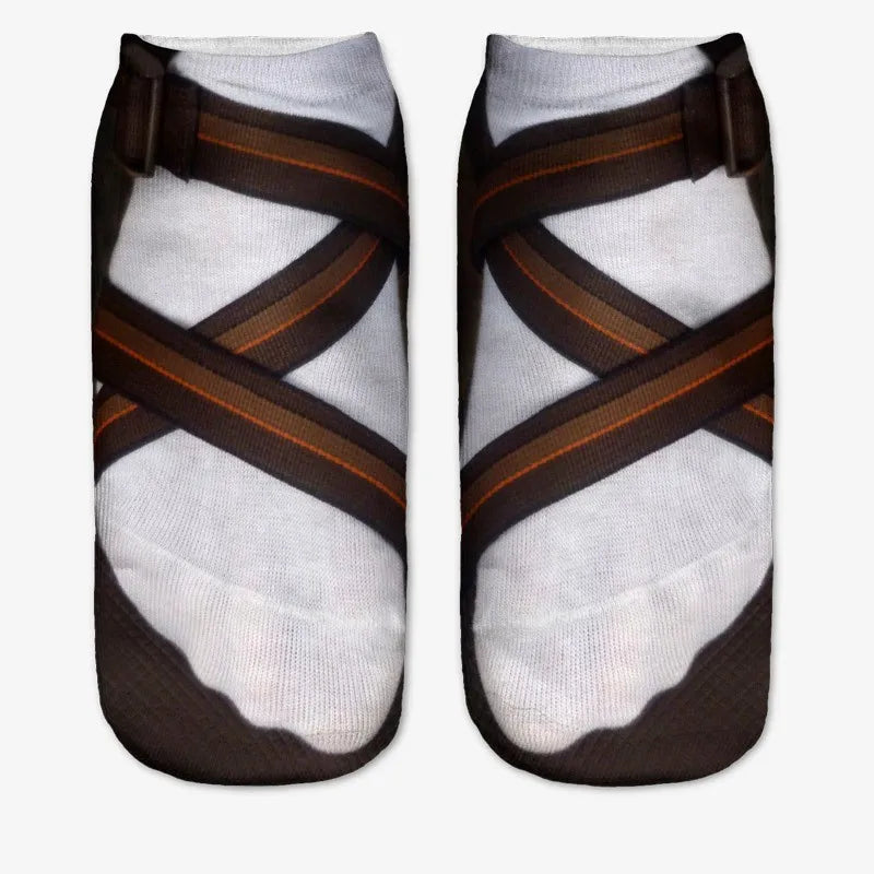 Funny 3D Printed Socks Flip Flops Slippers Sandals Skull Shoe Pattern Summer Cute Kawaii Low Short Soft  Ankle Beach Floor Socks