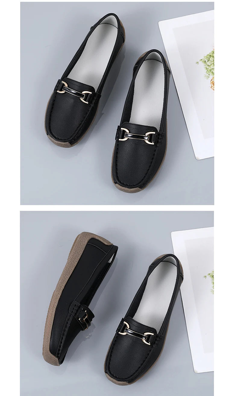 New Summer Sandals For Women100% Genuine Leather Single Shoes, Large-Sized Fashionable Casual Women'S Shoes, Loafers Flat Shoes