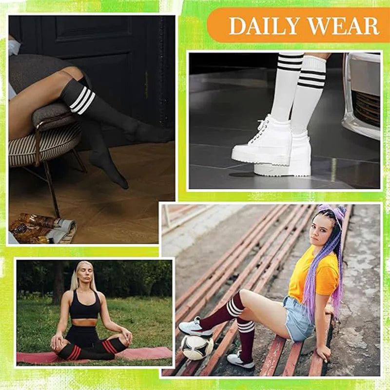 Solid knee length socks women's striped Lolita warm hip-hop sports socks  Harajuku socks JK white sock