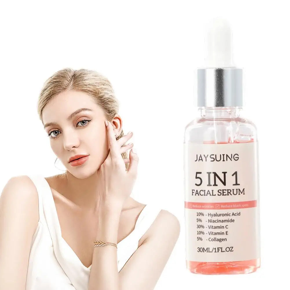 1/2/3/5/10Pcs 5 In 1 Hyaluronic Acid Face Serum Moisturizing Vitamin C collagen Lightning Facial Serum Shrink Pores Skin Care
