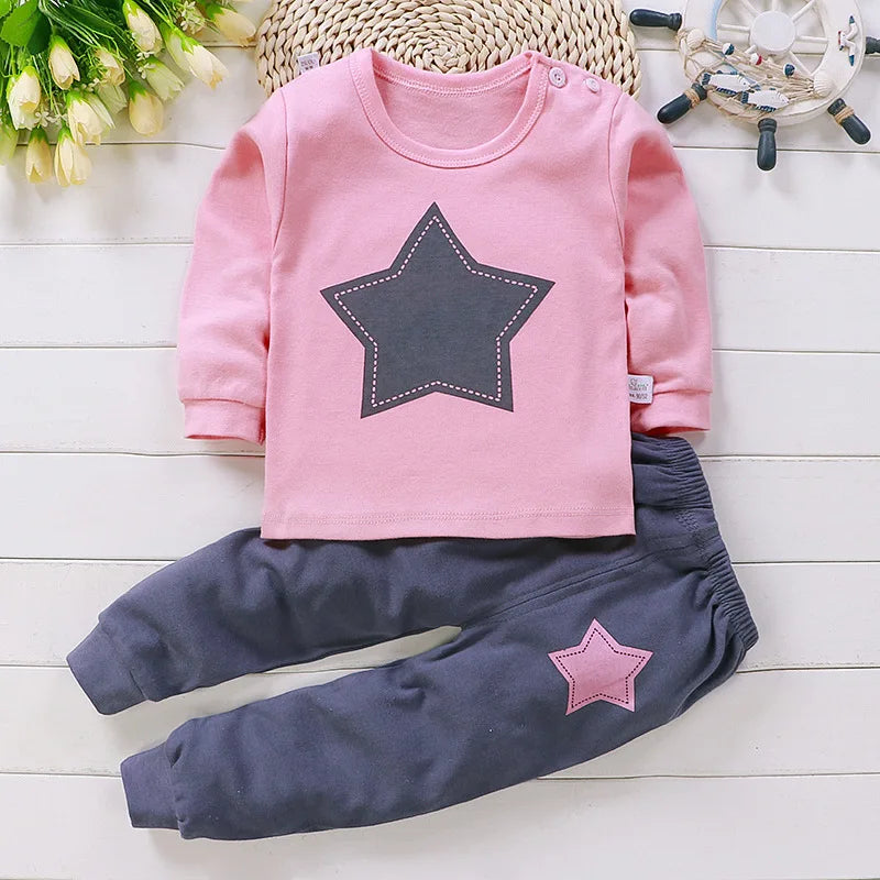 Autumn Sleepwear Pajamas For Girls Boys Long Sleeve Tops+Pants Suits Fashion Home Clothing Sets Baby Kids Loungewear Costume