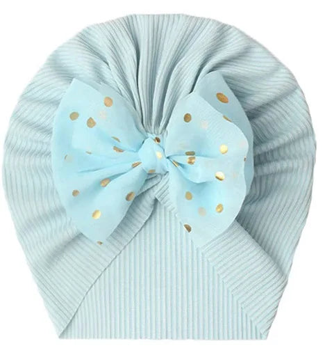 Cute Bow Baby Turban Hat Soft Elastic Kids Beanie Spring Summer Breathable Solid Color Baby Girl Bonnet Hats for Newborn Infant